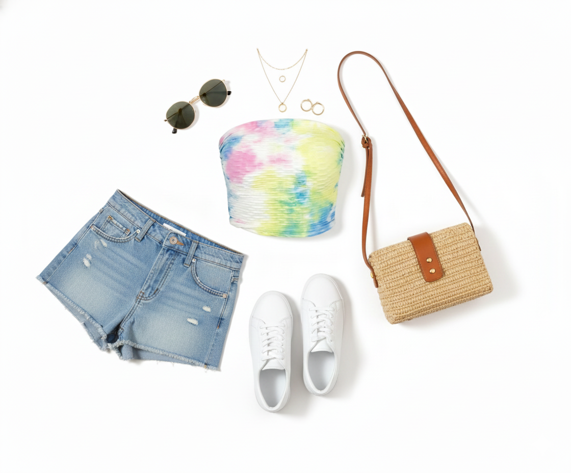 Crop top tipo tubo con estampado vibrante que resalta tu alegría natural