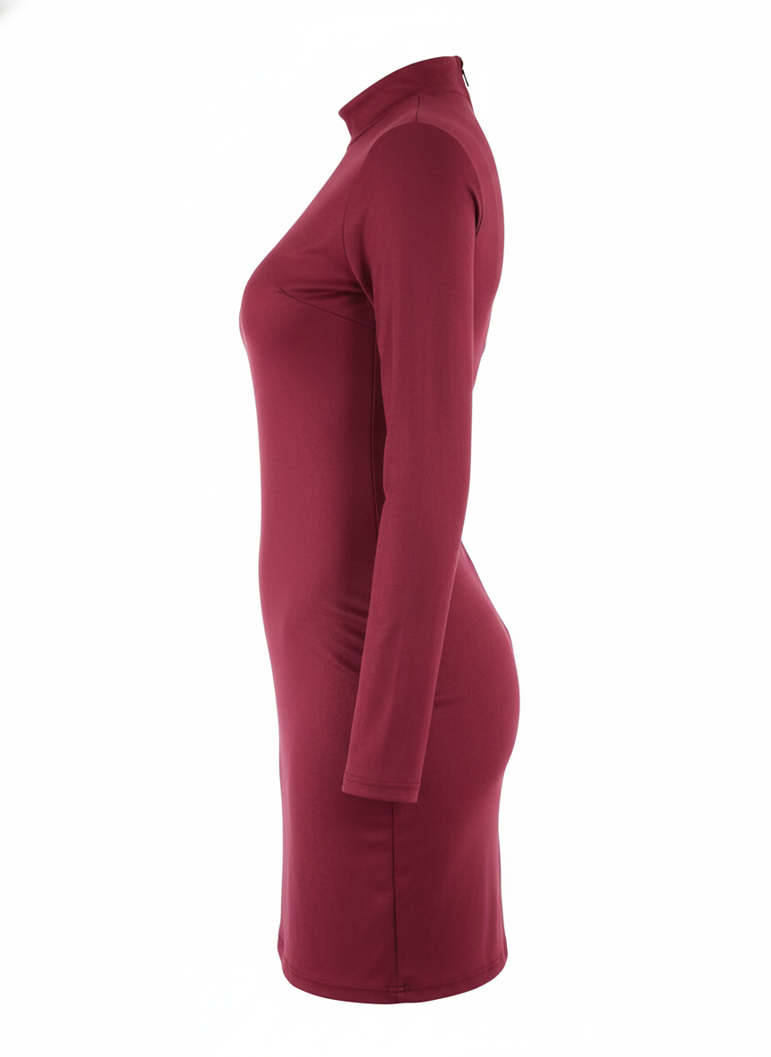 Vestido corto de cuello tortuga que moldea tu figura con elegancia brillante
