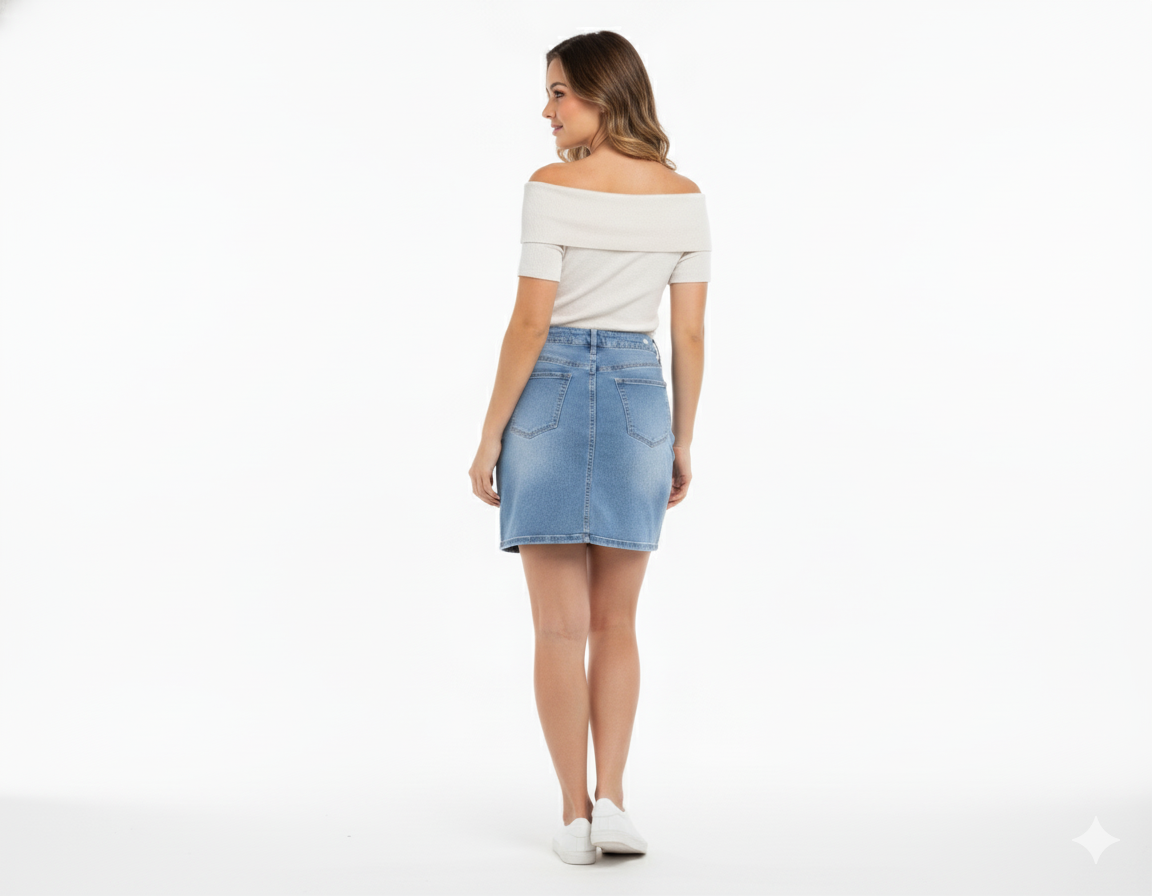 Falda corta de mezclilla con aberturas que resalta tus piernas con frescura audaz