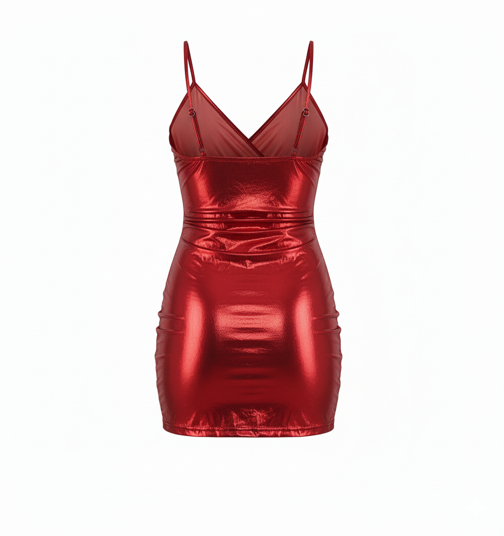 Minivestido metálico con fruncido lateral que potencia tus curvas