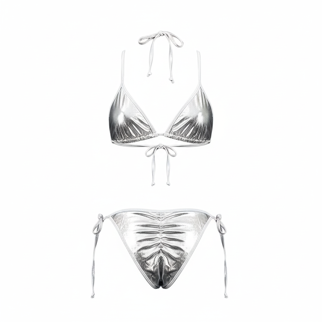 Bikini metálico con fruncido que potencia tu lado atrevido