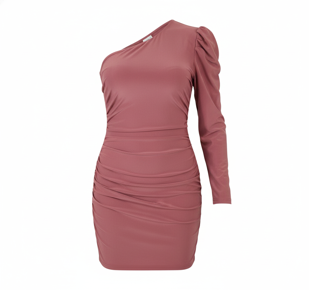 Minivestido de una manga que acentúa tu silueta con sensualidad asimétrica