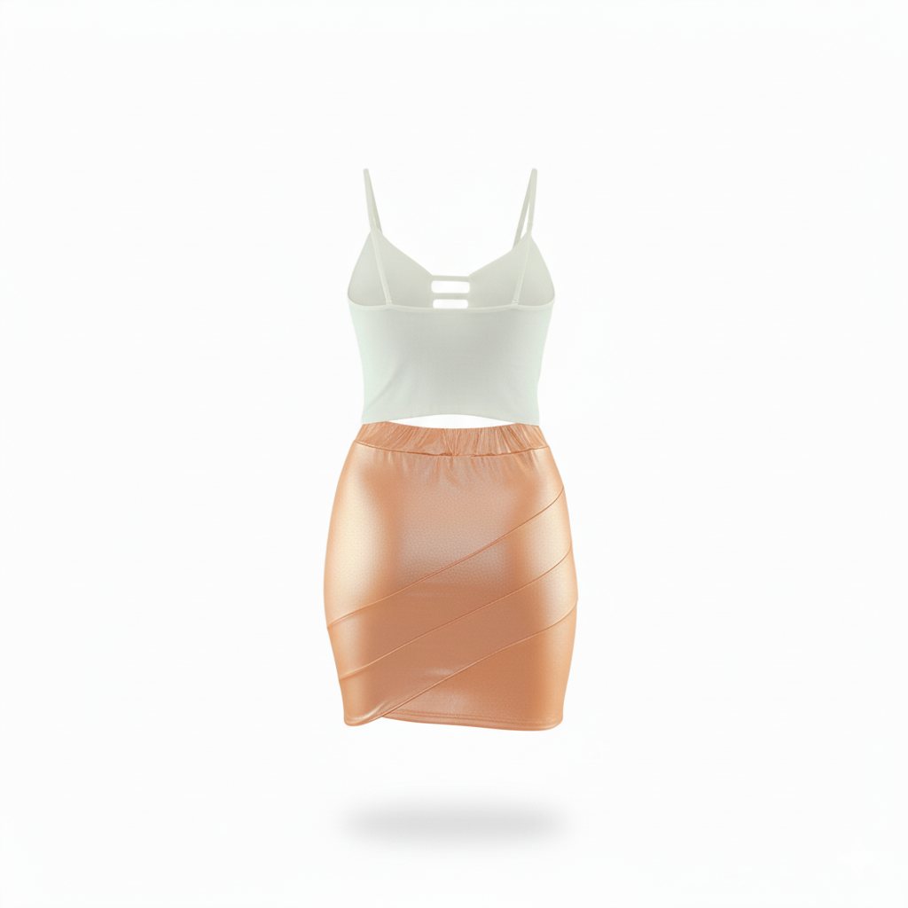 Conjunto satinado con top de tirantes que resalta tu figura con brillo sutil