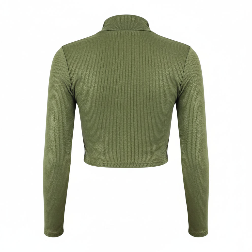 Crop top cruzado con cuello alto que realza el torso con elegancia sensual