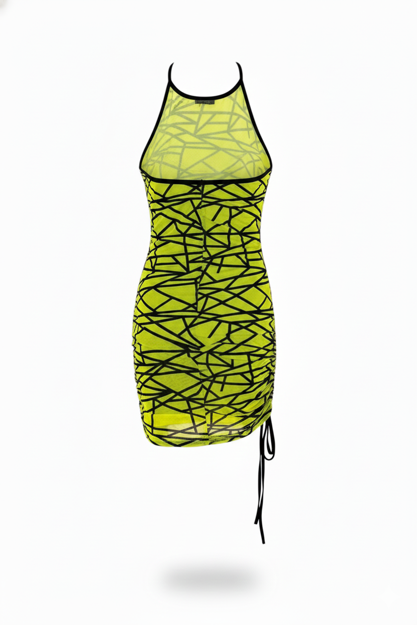 Vestido corto con estampado geométrico que moldea y alarga tu silueta