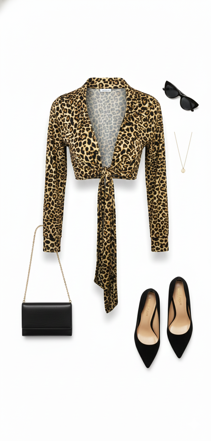 Crop top animal print cruzado que define tu cintura con audacia salvaje