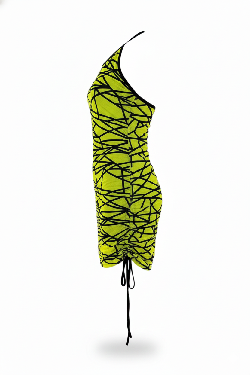 Vestido corto con estampado geométrico que moldea y alarga tu silueta