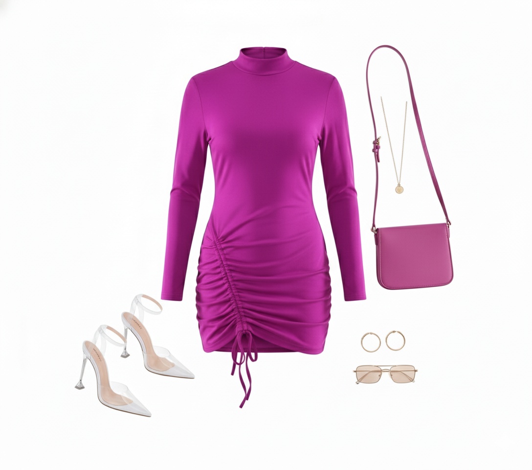 Minivestido manga larga con estructura que realza tu silueta