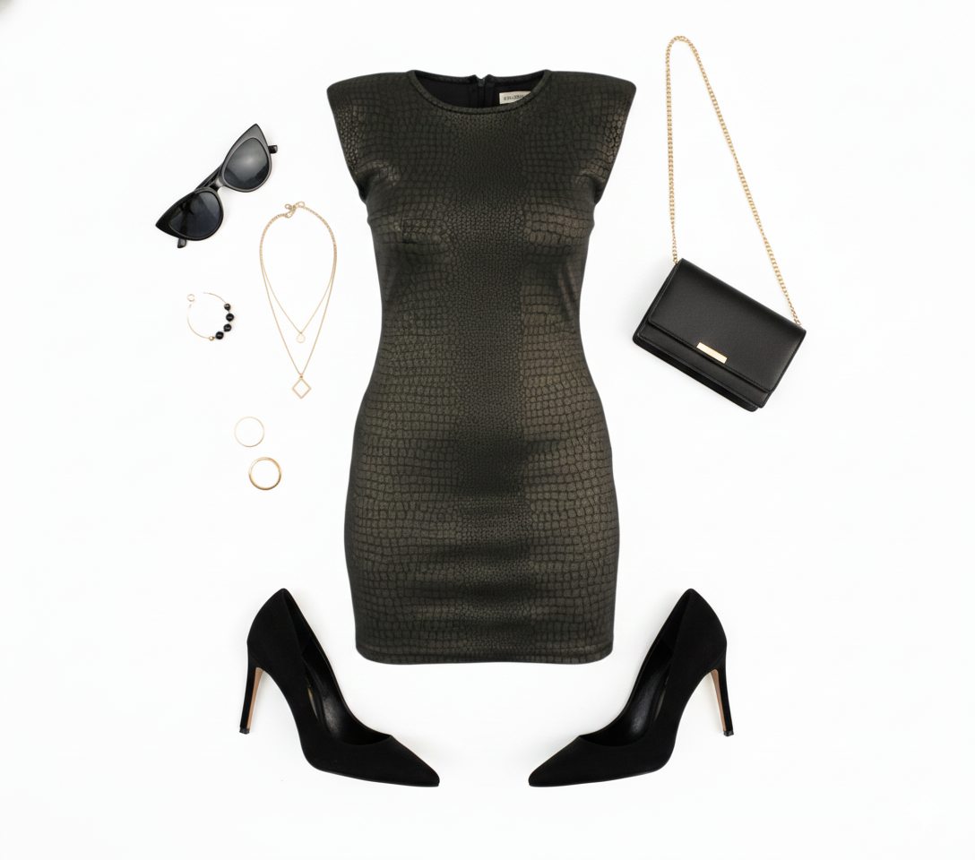 Minivestido con hombreras que potencia tu silueta con estilo atrevido y moderno