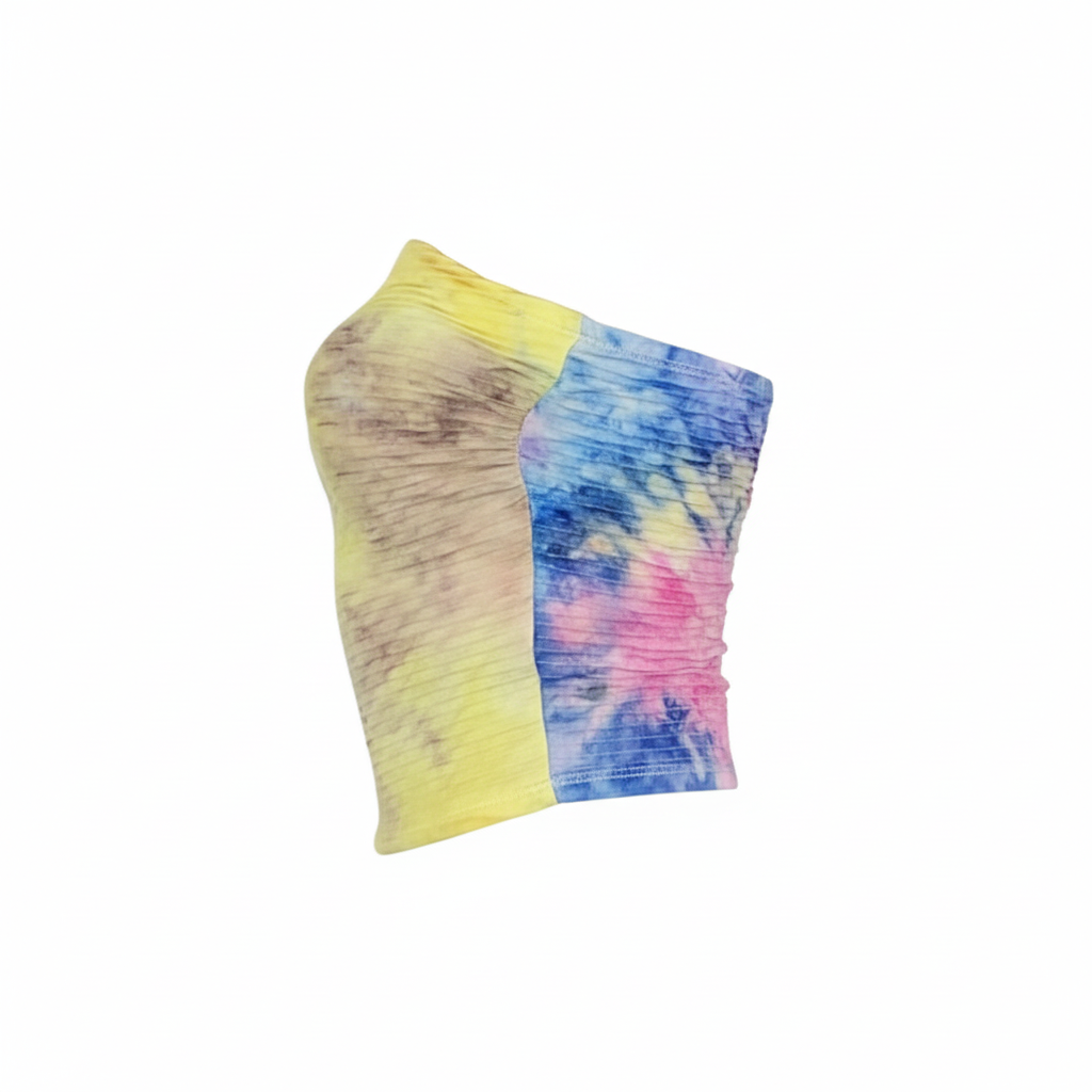 Crop top tipo tubo con estampado vibrante que resalta tu alegría natural