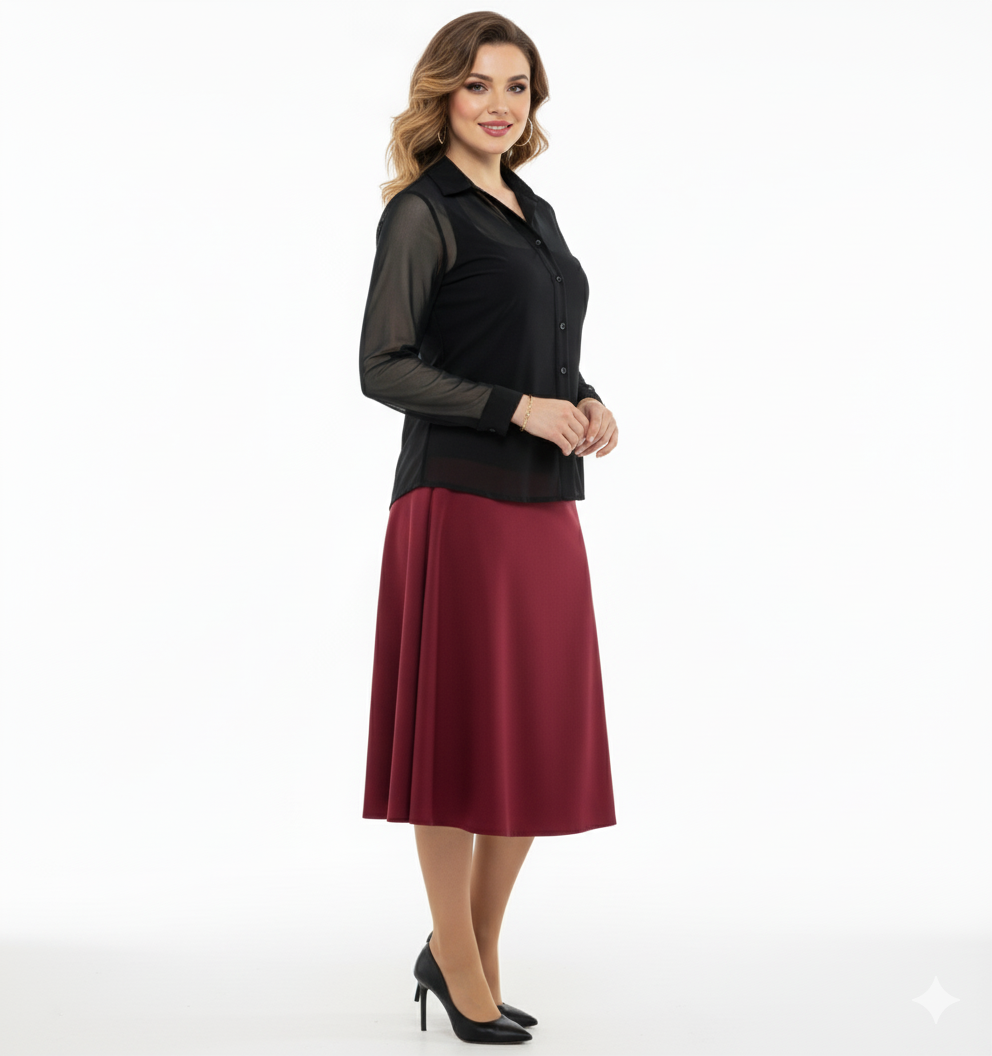 Blusa manga larga semitransparente que añade sensualidad elegante a tu look