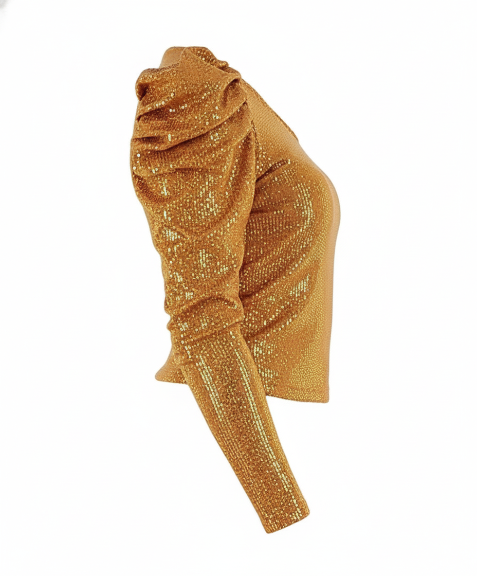 Blusa asimétrica de impacto que define tu figura con glamour brillante