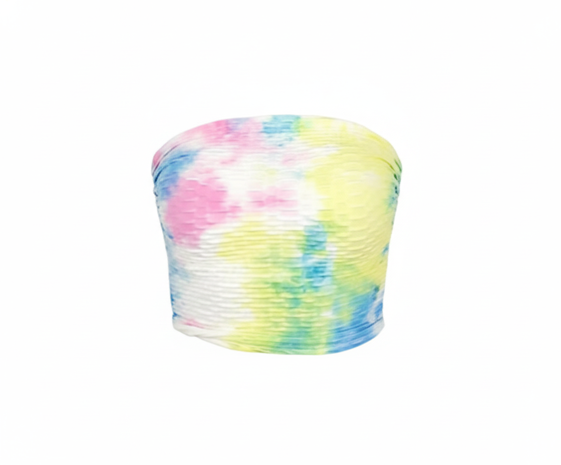 Crop top tipo tubo con estampado vibrante que resalta tu alegría natural
