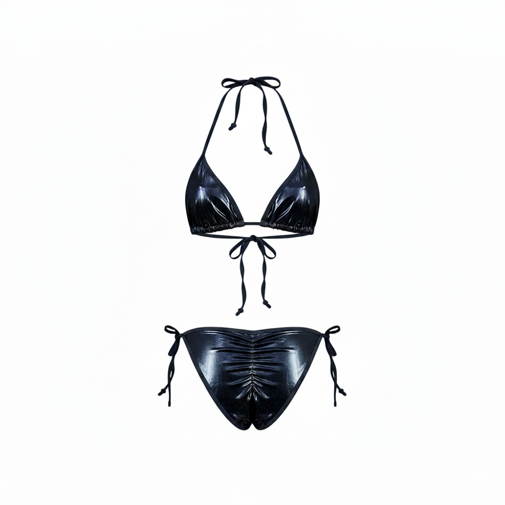 Bikini metálico con fruncido que potencia tu lado atrevido
