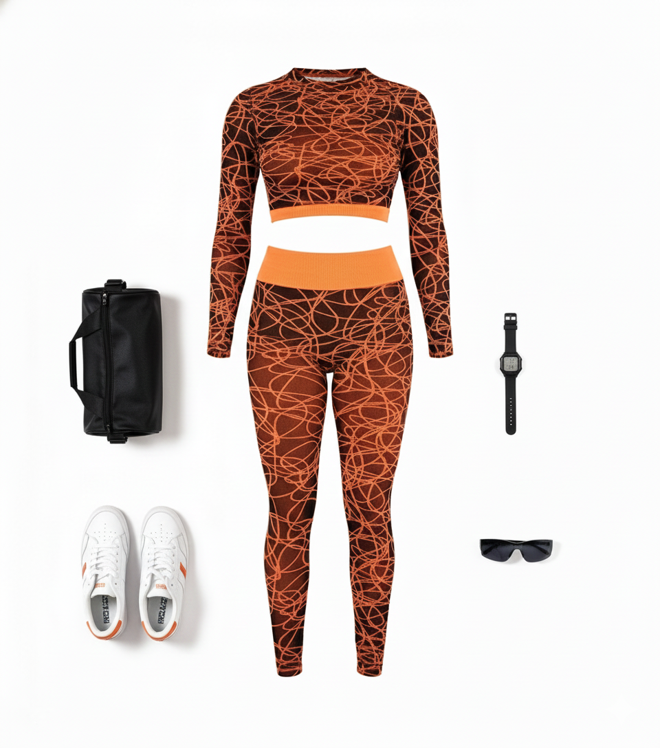 Conjunto deportivo largo con control que realza y estiliza tu silueta