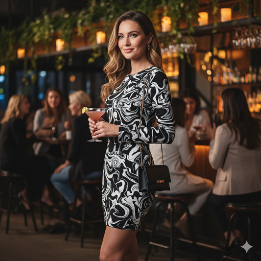 Vestido corto estampado que potencia tu energía con actitud creativa