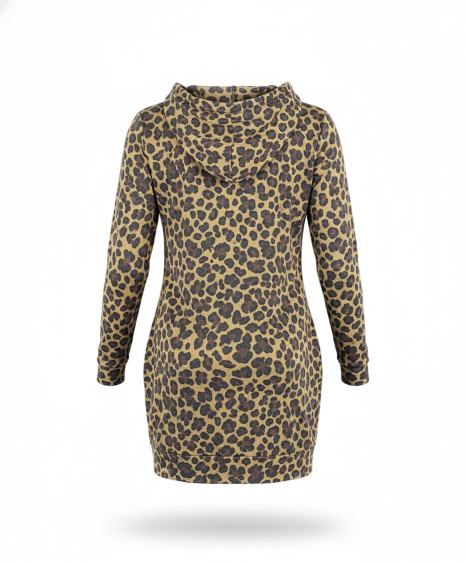 Minivestido con gorro y estampado felino que enmarca tu actitud salvaje