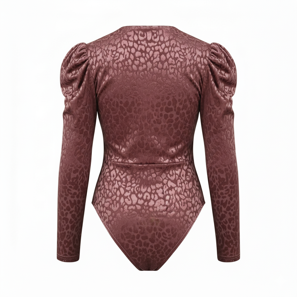 Pantyblusa escote en V con textura animal print que estiliza con sutileza