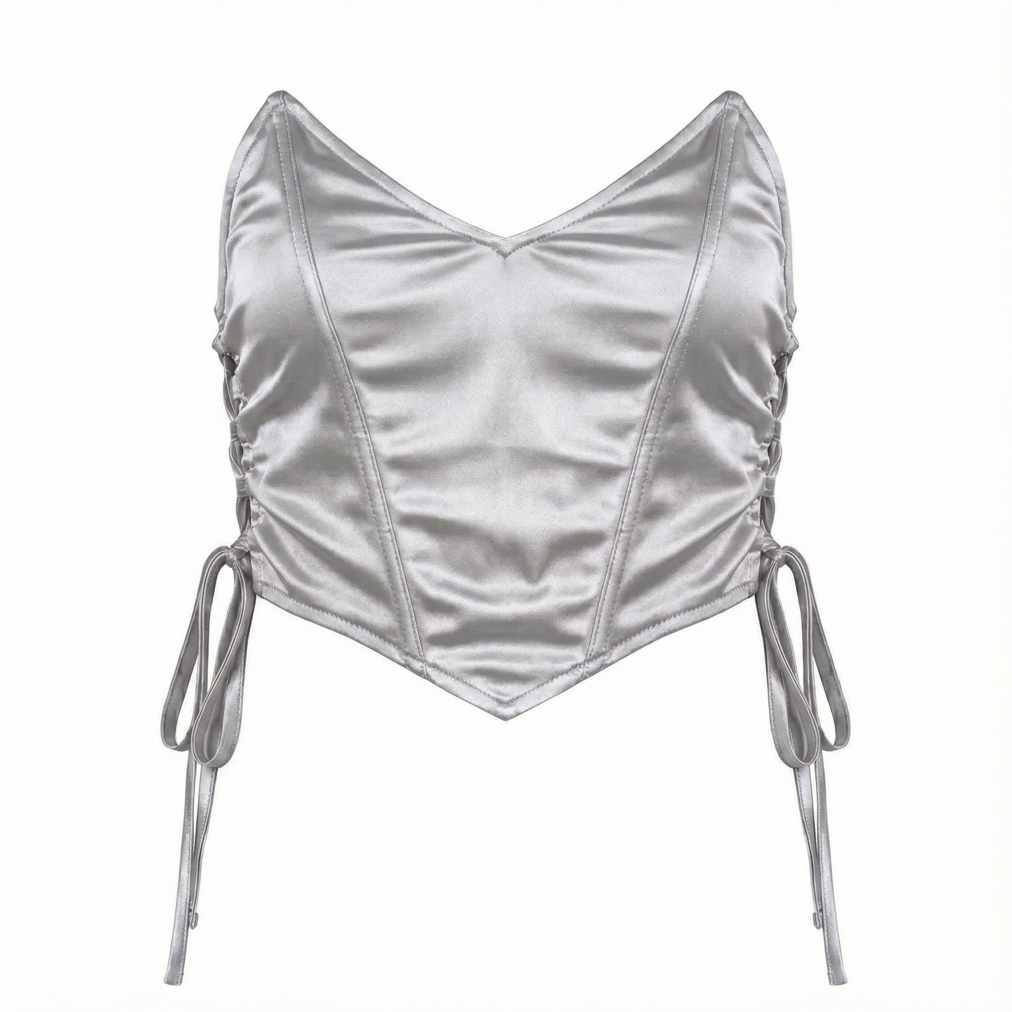 Blusa corset satinado con jaretas que enmarca tu figura