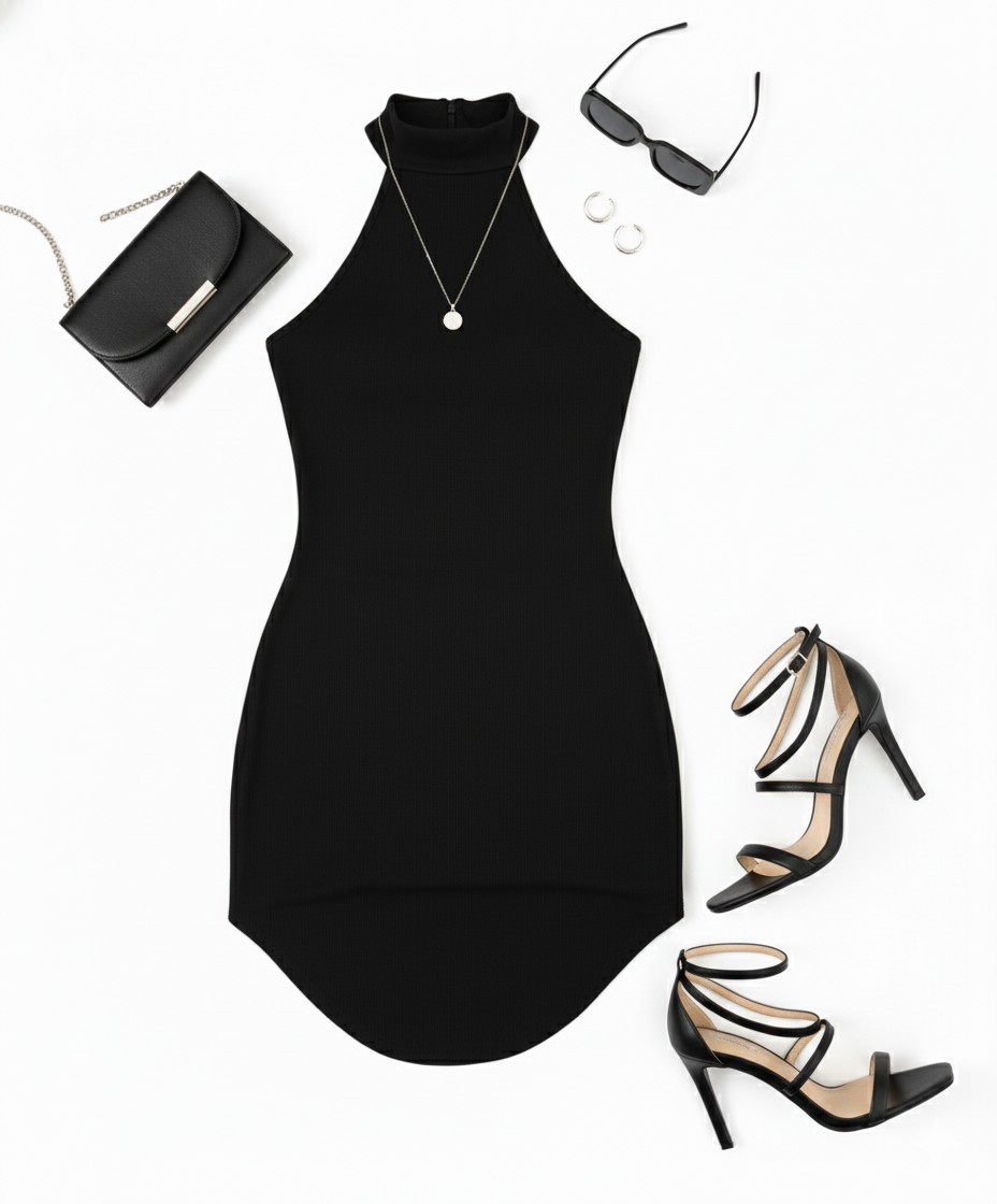 Minivestido sin mangas con corte que realza tu figura