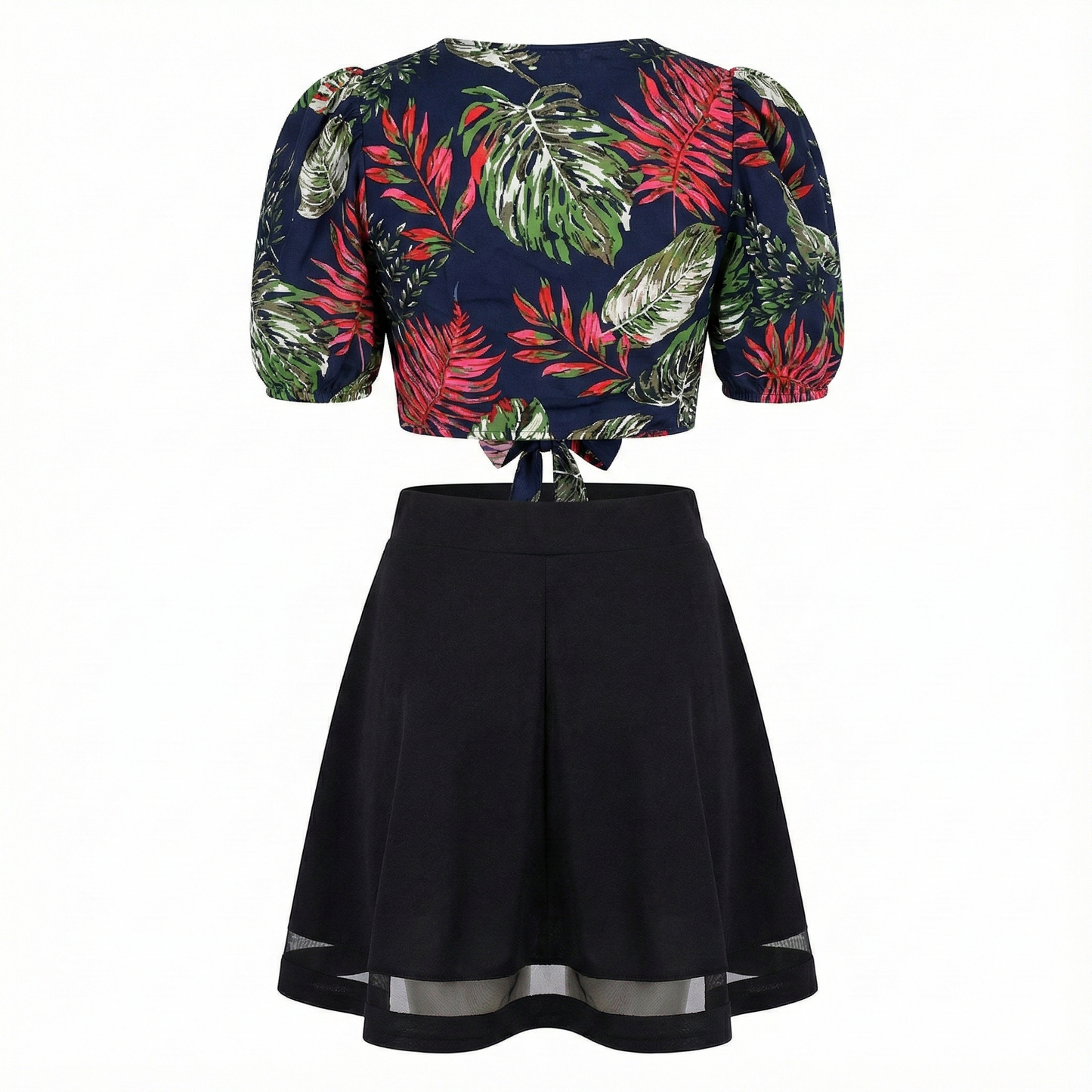 Conjunto de falda y blusa que equilibra frescura y silueta