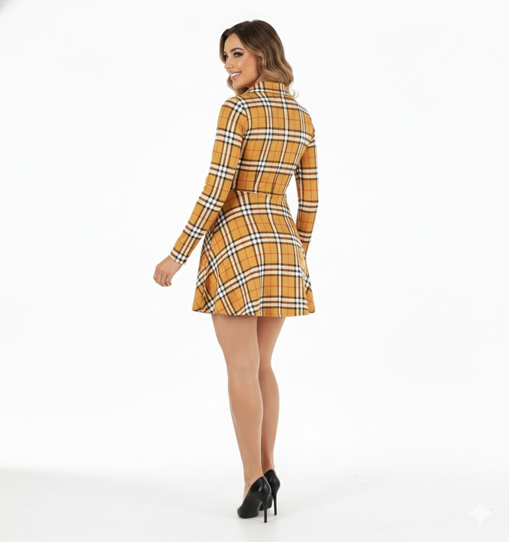 Mini vestido corte imperio con estampado que alarga visualmente