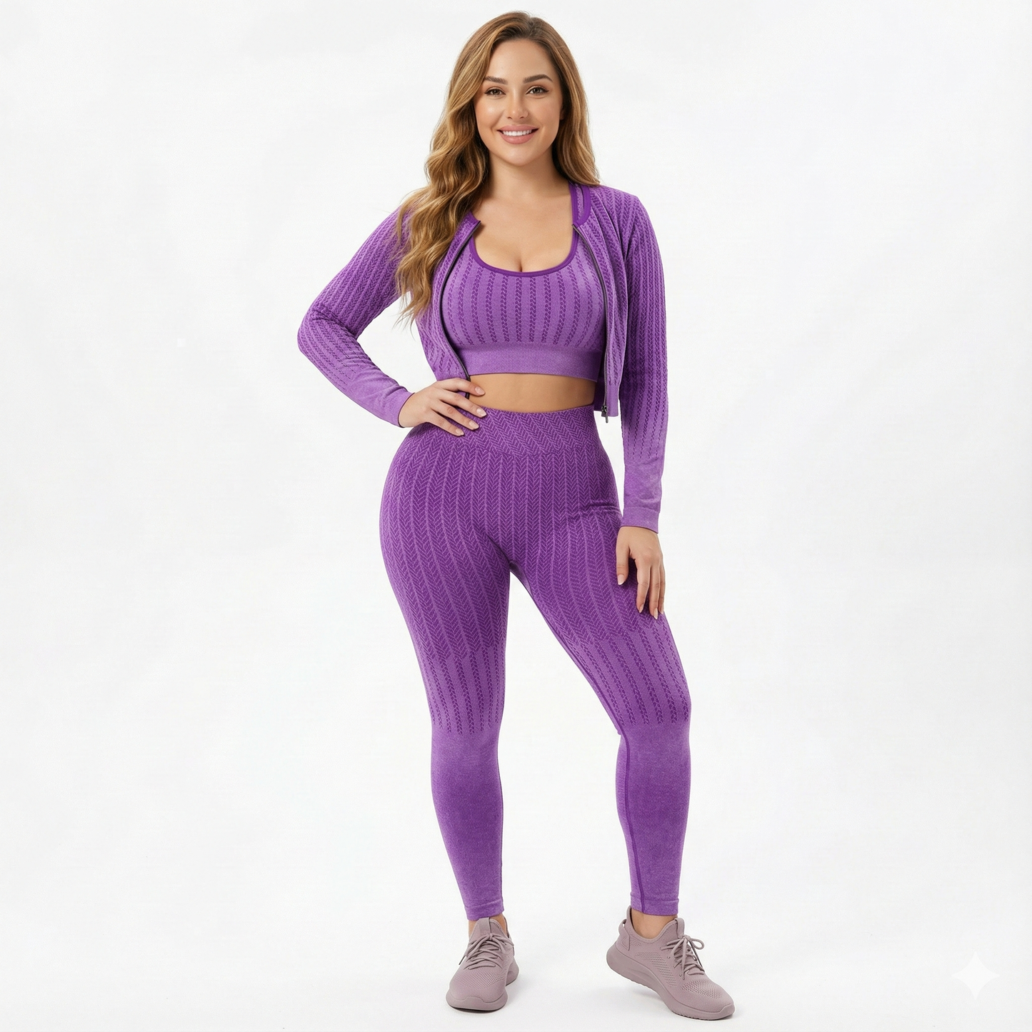 Conjunto deportivo largo con franjas de soporte que esculpe y estiliza tu figura