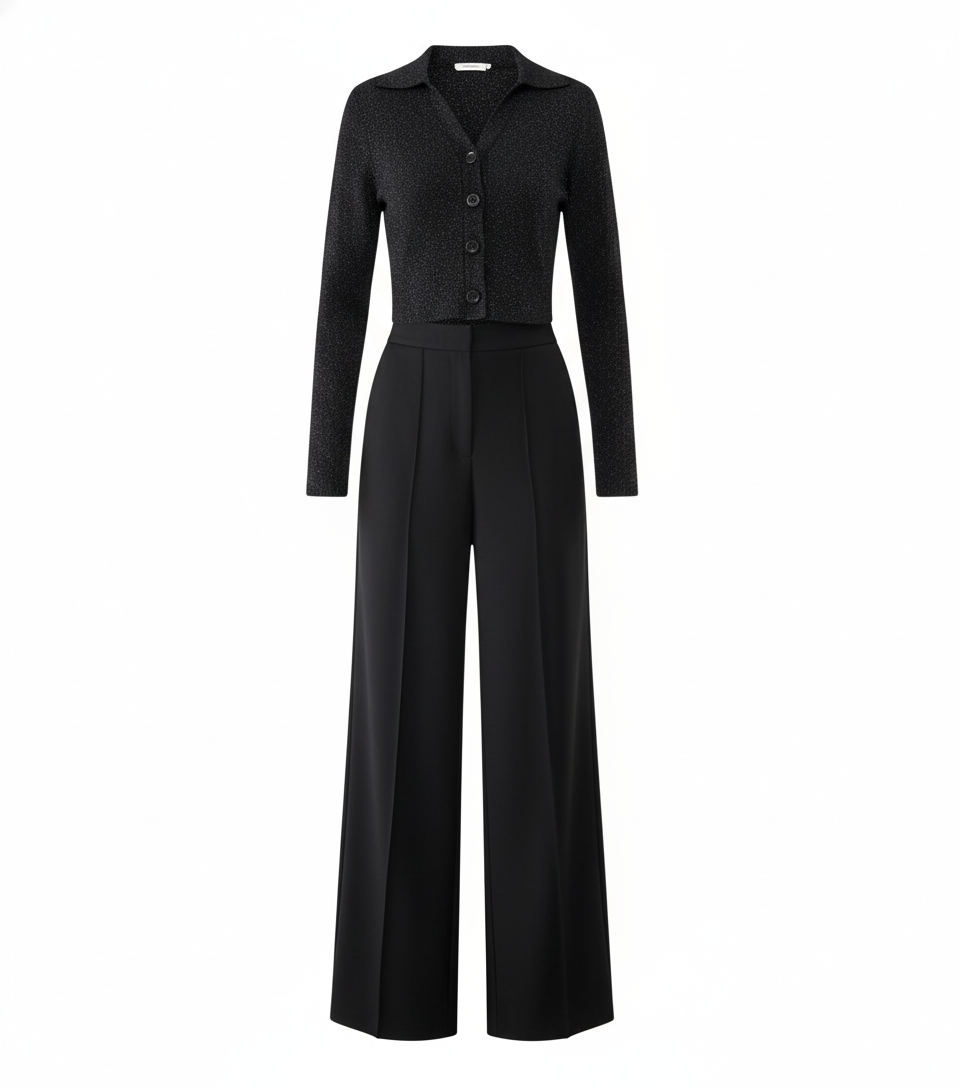 Conjunto casual con brillo sutil que estiliza sin esfuerzo