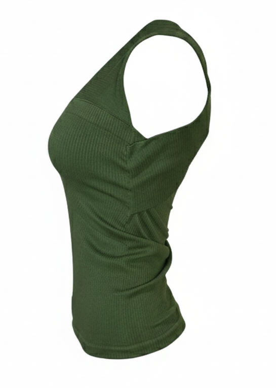 Blusa sin mangas con escote cuadrado que realza tus hombros con frescura