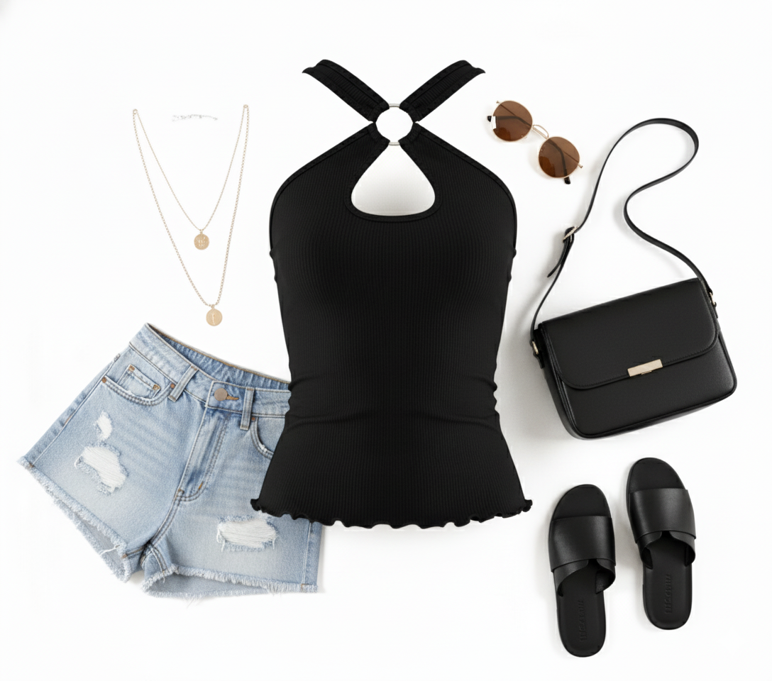 Blusa sin mangas con escote cruzado que destaca tu silueta