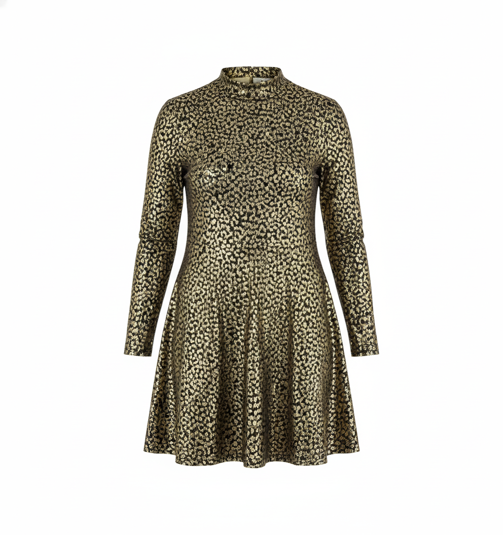 Vestido corte imperio con brillo felino que empodera tu presencia