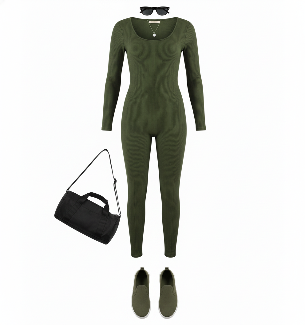 Enterizo largo que moldea con comodidad y fluidez deportiva