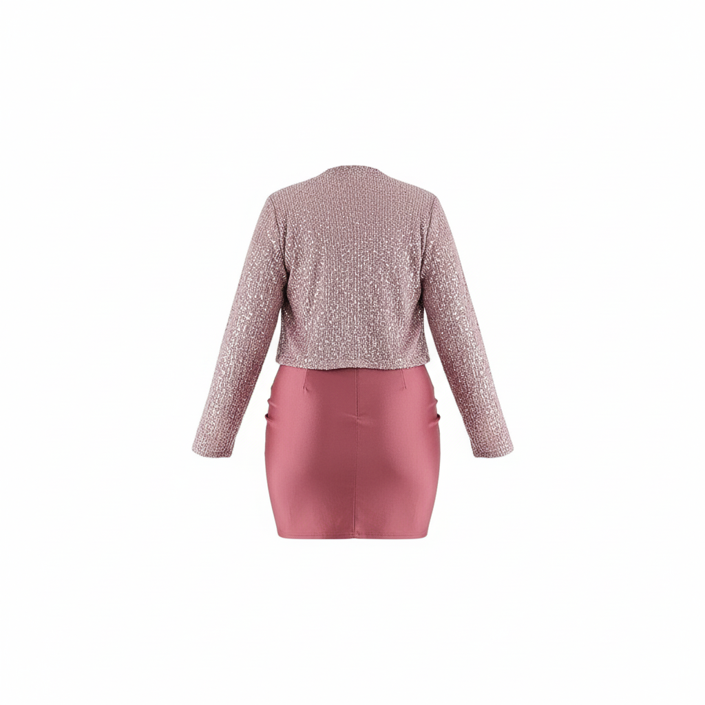 Minivestido con saco de brillo que estiliza con impacto y sofisticación