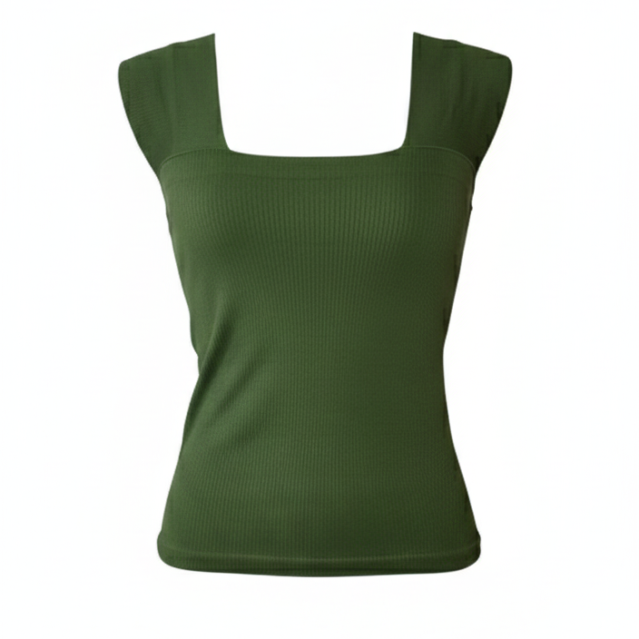 Blusa sin mangas con escote cuadrado que realza tus hombros con frescura