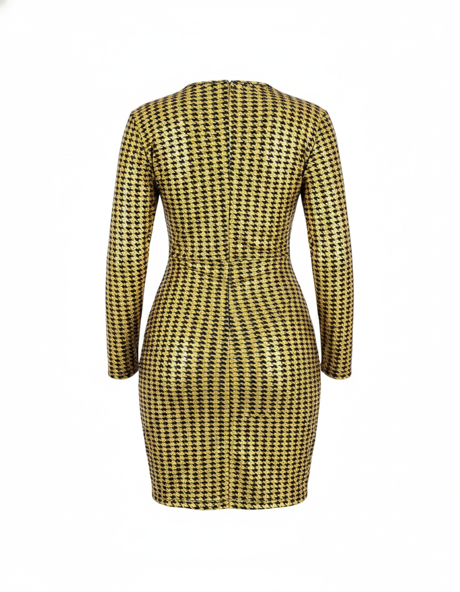 Vestido corto con escote en V que realza tu figura con estampado de alto impacto