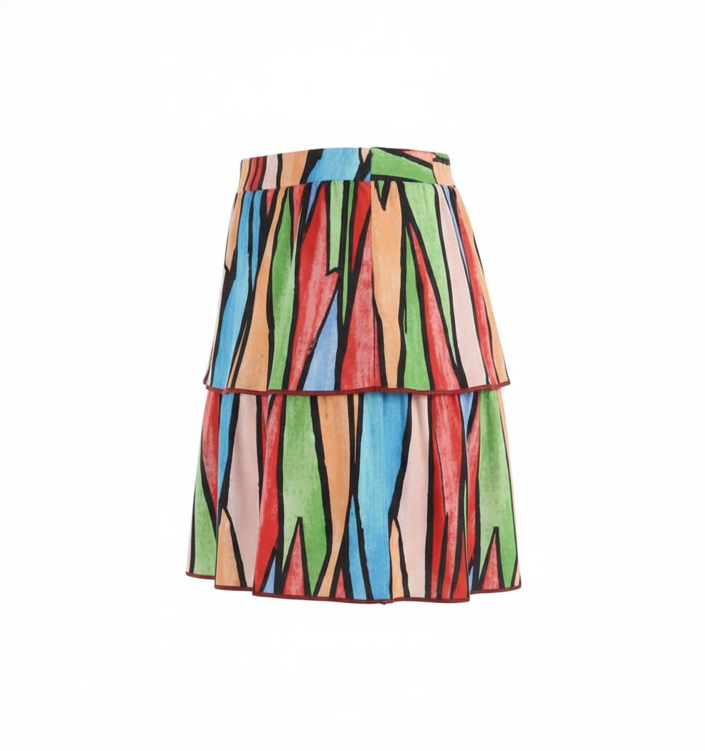 Minifalda con olanes en gajos de color que anima cualquier outfit con alegría visual