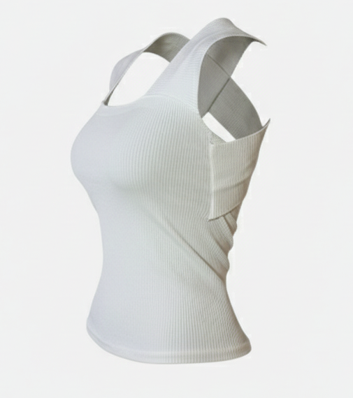 Blusa sin mangas con escote cuadrado que realza tus hombros con frescura