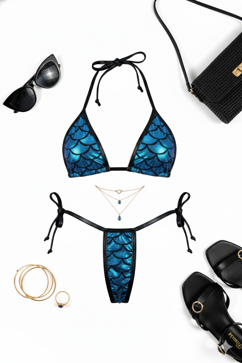 Bikini con brillo escamoso que enciende tu lado más atrevido