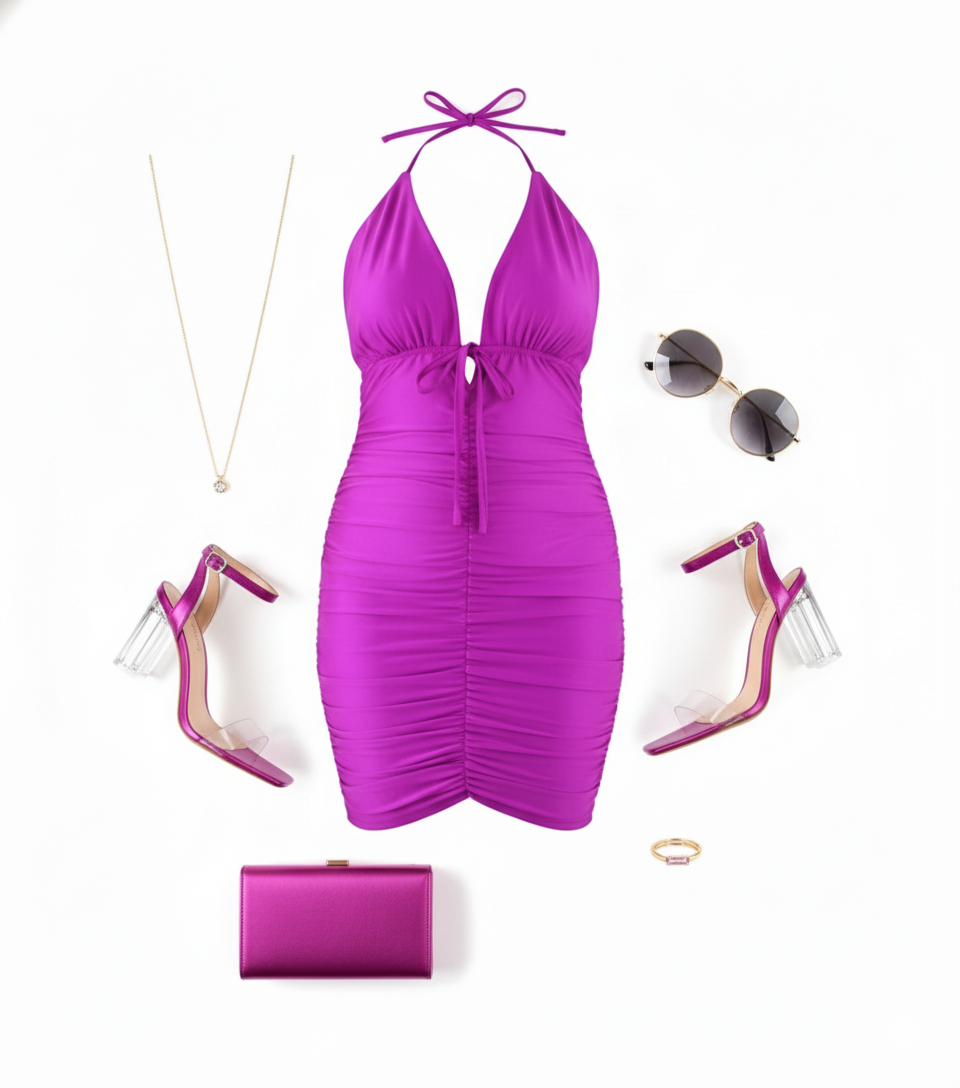 Minivestido fruncido con escote que resalta tu silueta con audacia