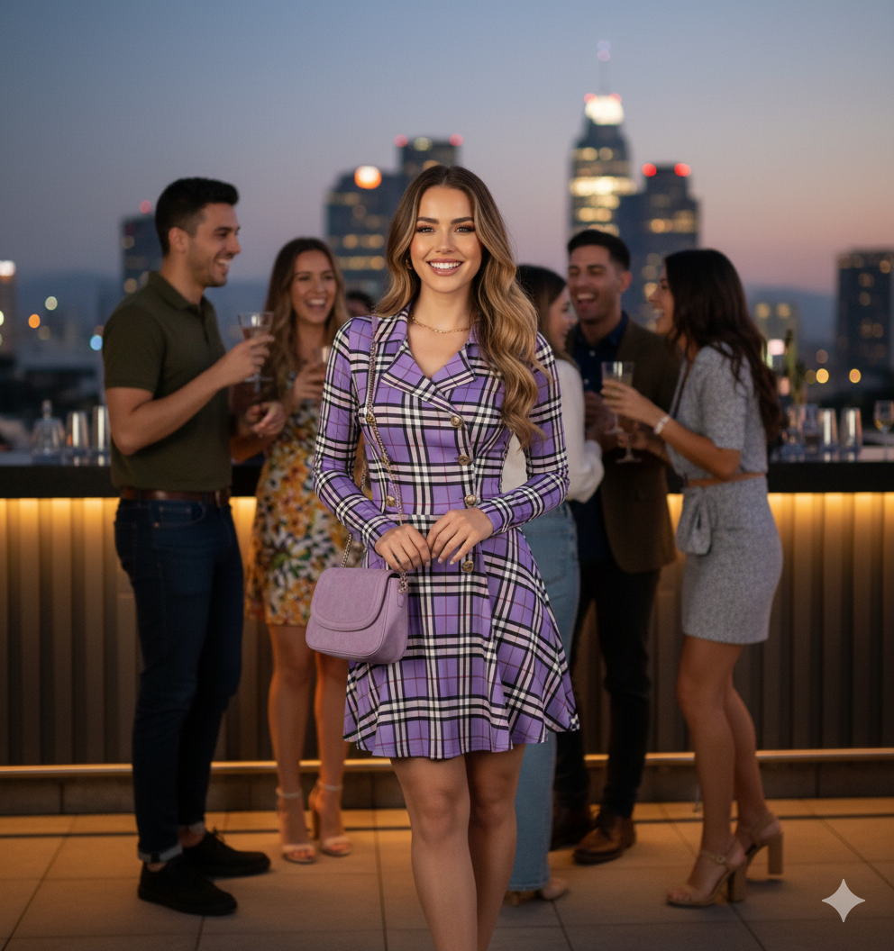 Mini vestido corte imperio con estampado que alarga visualmente