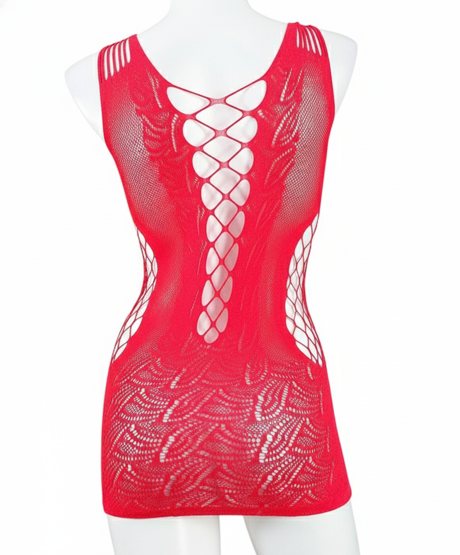 Microvestido calado con escote profundo que enciende tu feminidad audaz