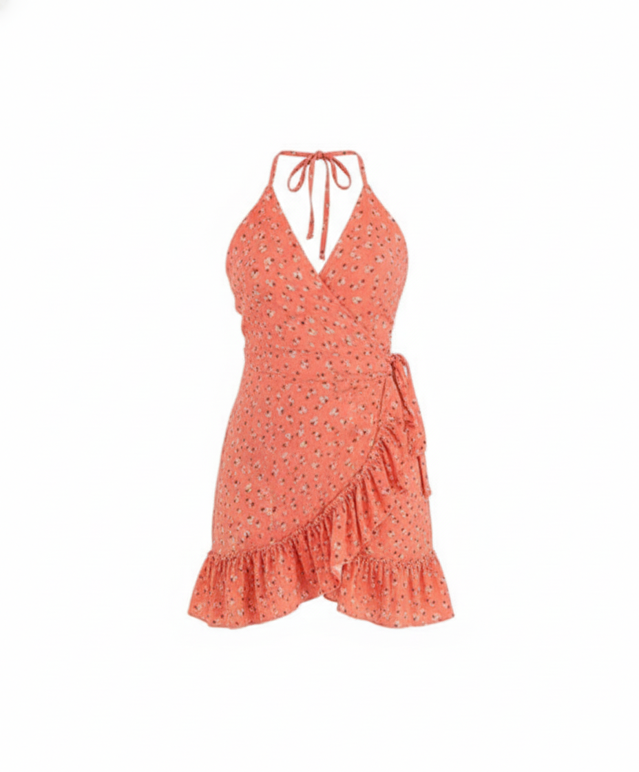 Minivestido floral con olanes que irradia frescura y encanto