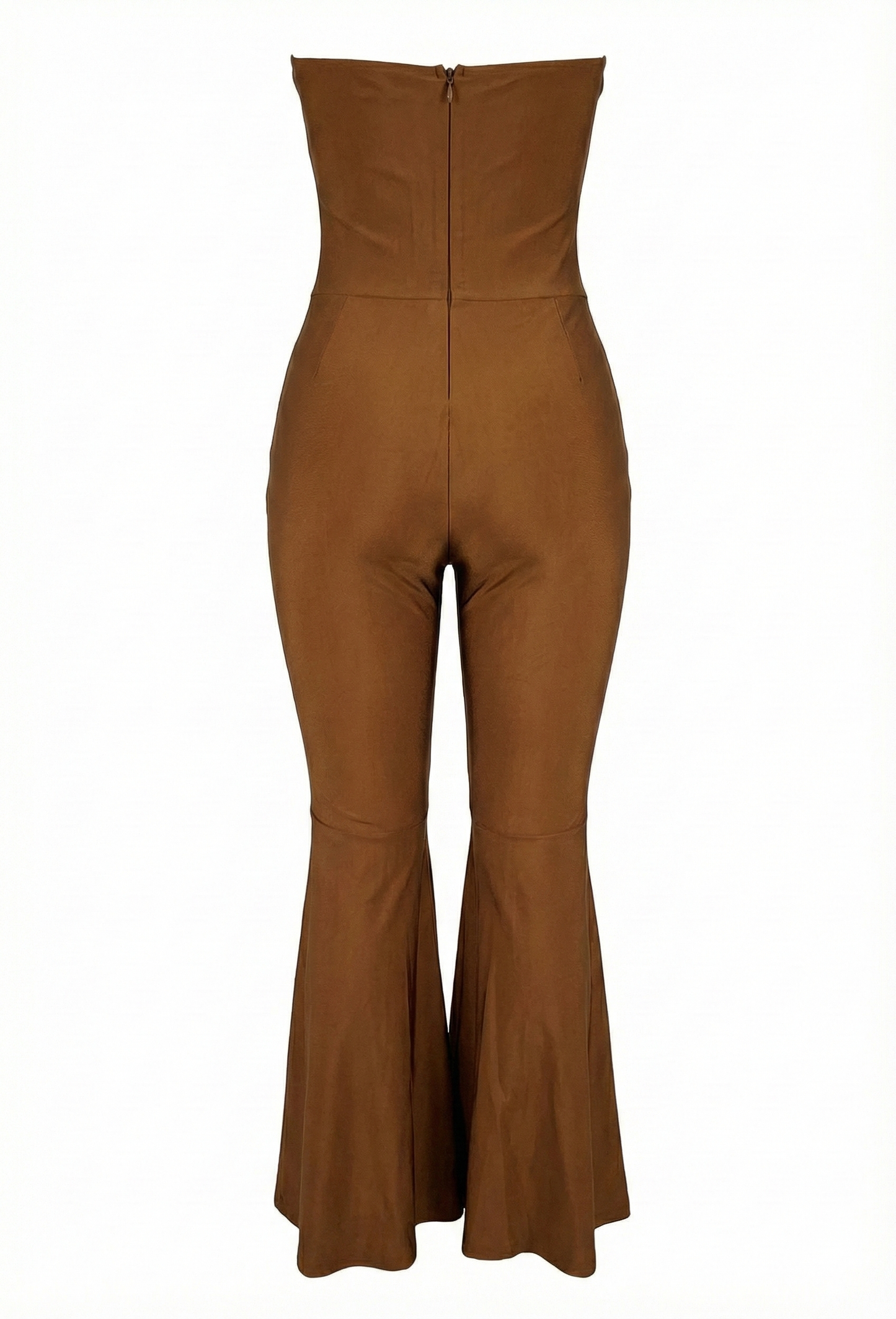 Jumpsuit palazzo strapless con caída acampanada que alarga tu silueta