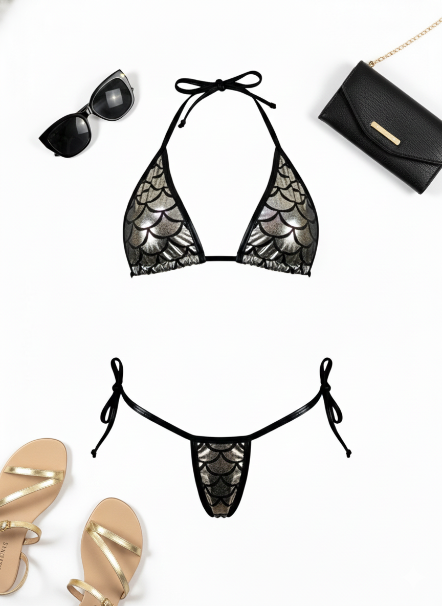 Bikini con brillo escamoso que enciende tu lado más atrevido