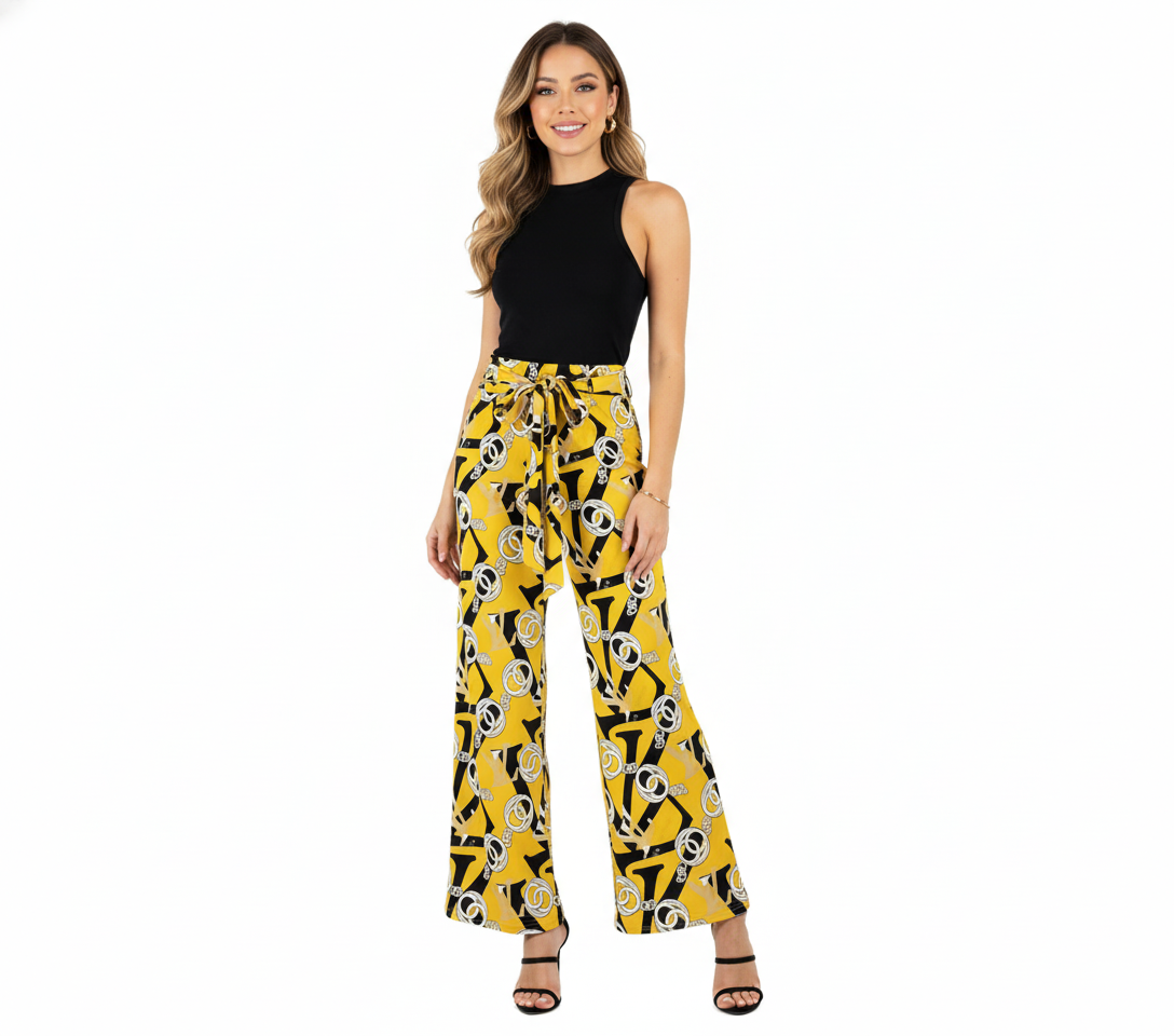 Pantalón acampanado con estampado que estiliza sin esfuerzo