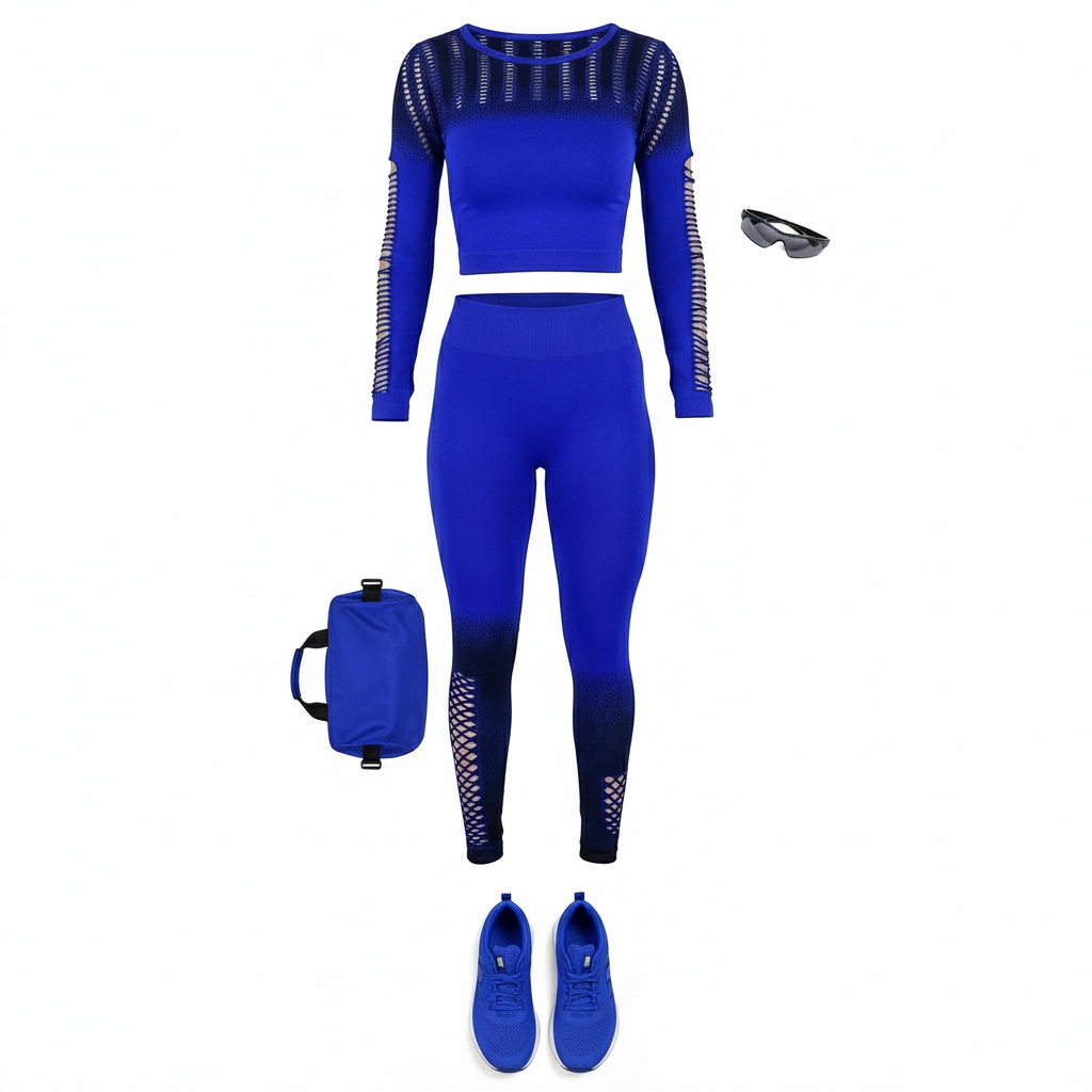 Conjunto deportivo largo con diseño calado y efecto degradado que estiliza tu silueta