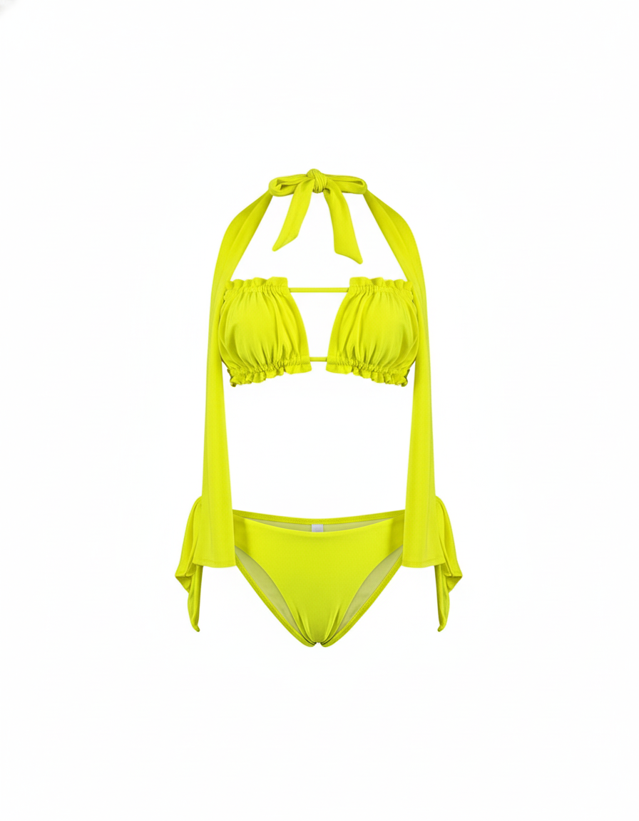 Bikini de dos piezas con cintas largas que combina sensualidad y libertad creativa