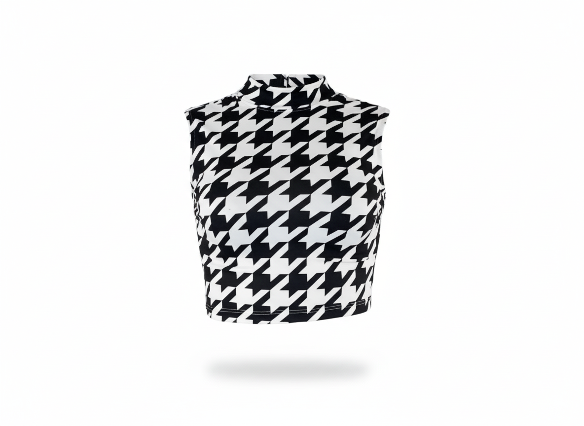 Crop top sin mangas con estampado que acentúa tu silueta