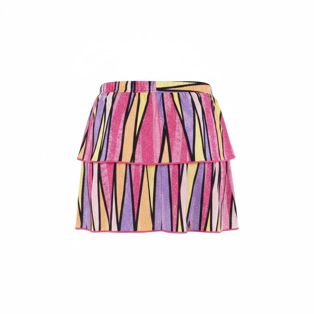 Minifalda con olanes en gajos de color que anima cualquier outfit con alegría visual