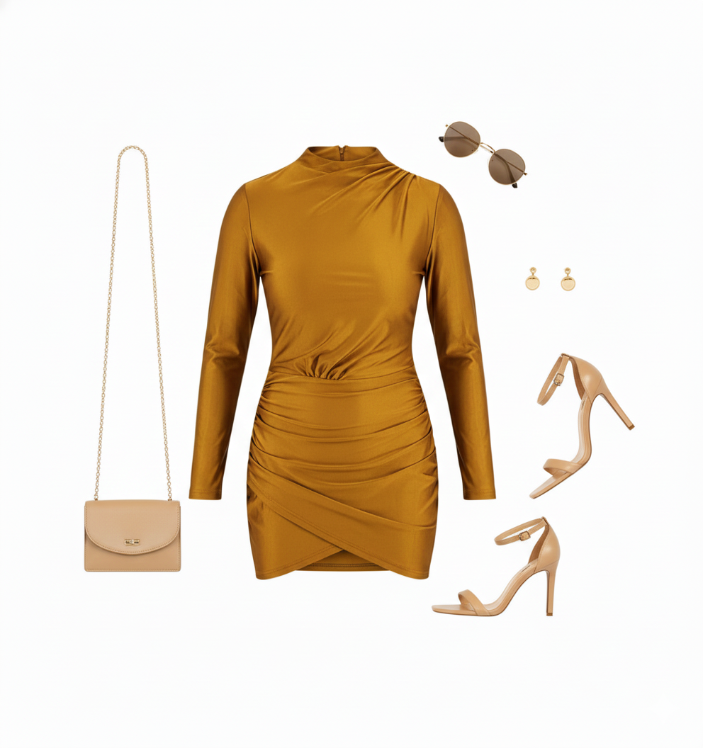 Minivestido satinado que acentúa tu silueta con elegancia audaz